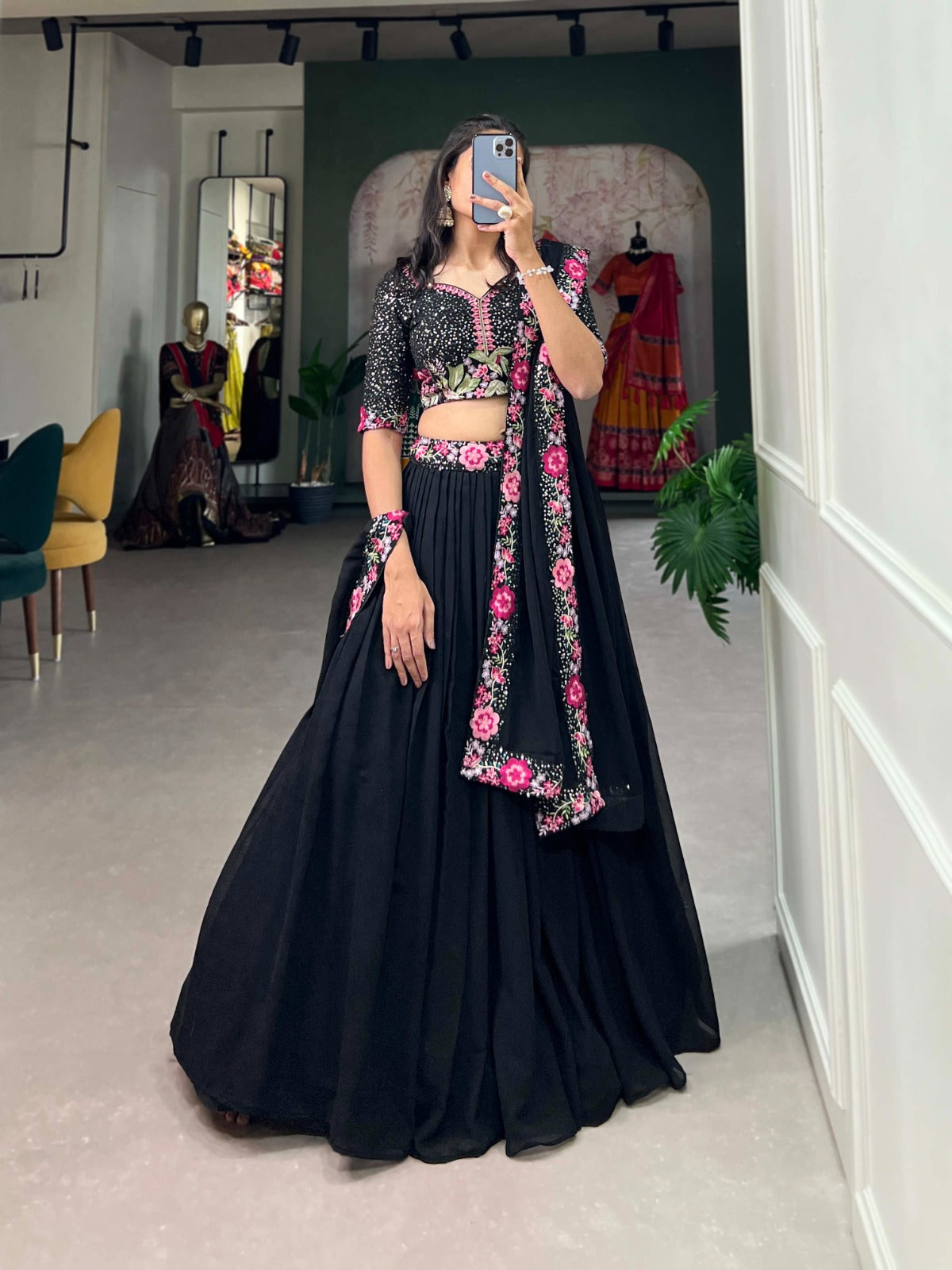 Noir Gulbagh Floral Lehenga Set
