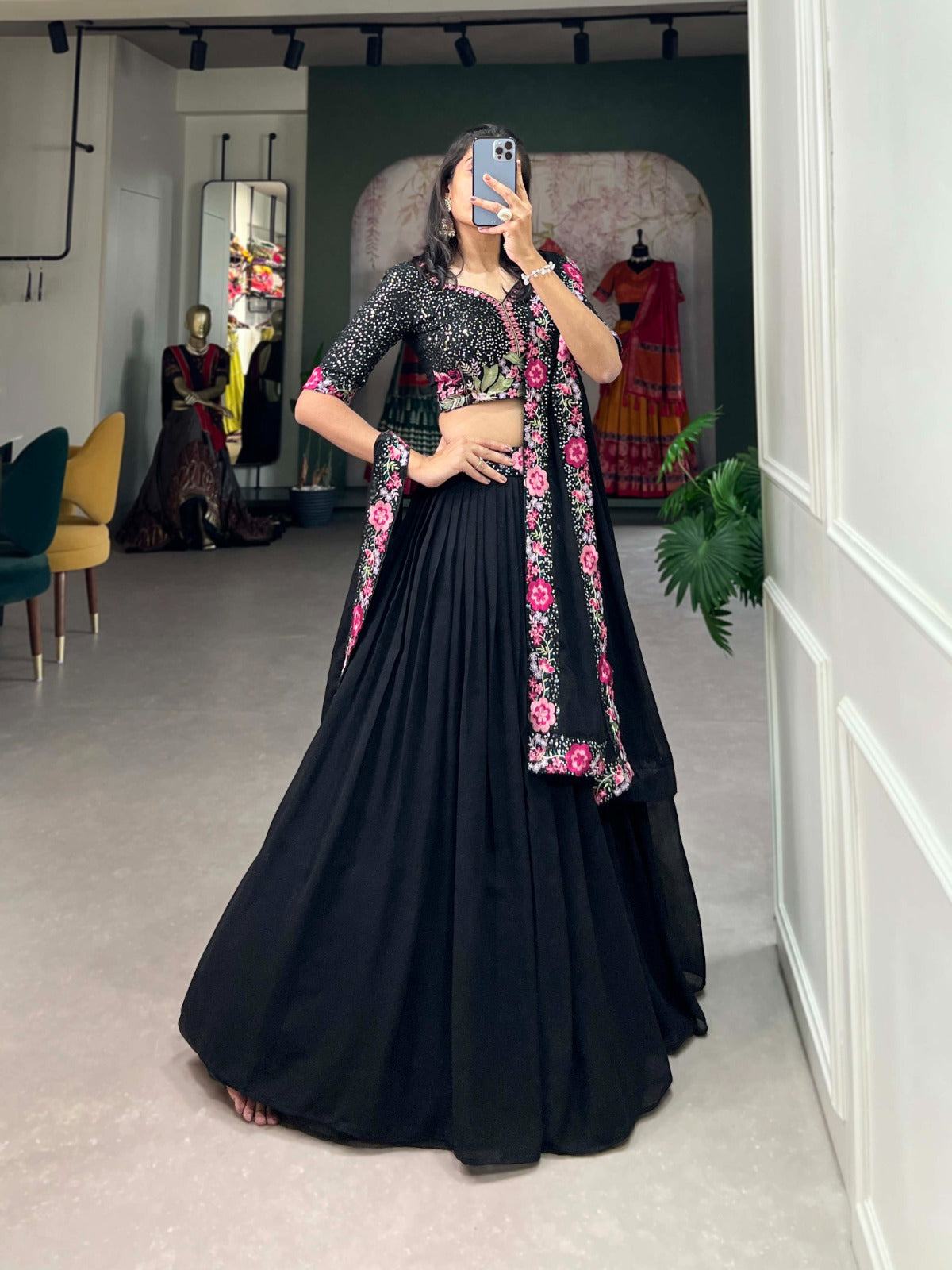 Noir Gulbagh Floral Lehenga Set
