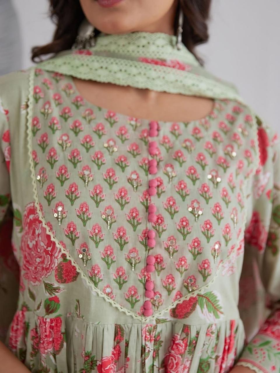 Floral Printed Anarkali Kurta Set