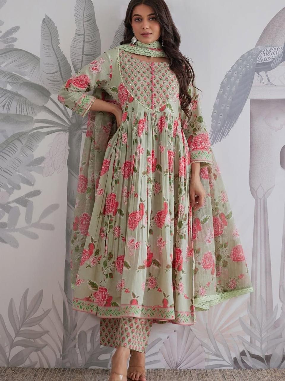Floral Printed Anarkali Kurta Set