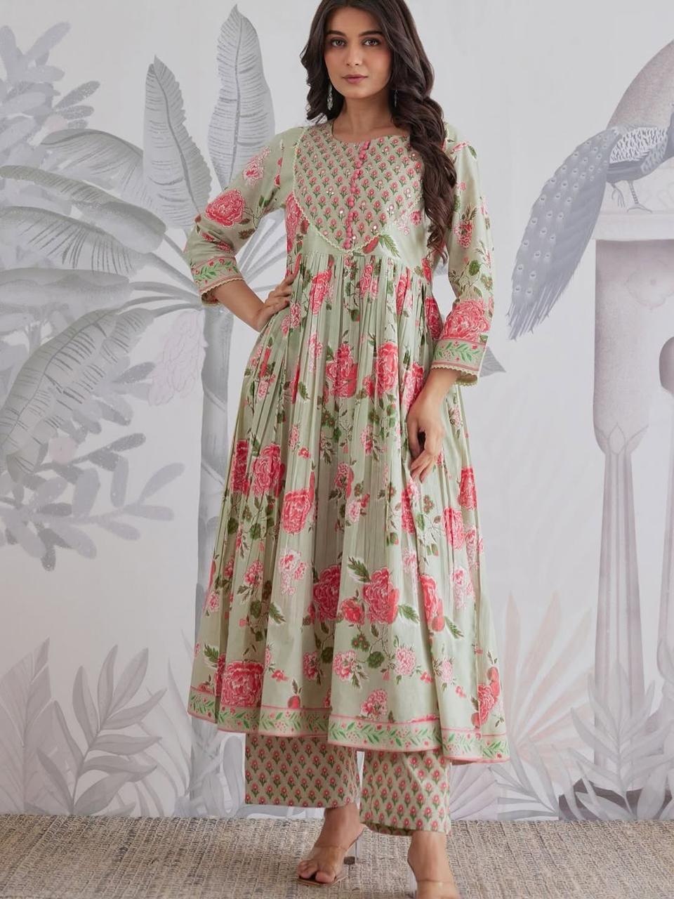 Floral Printed Anarkali Kurta Set