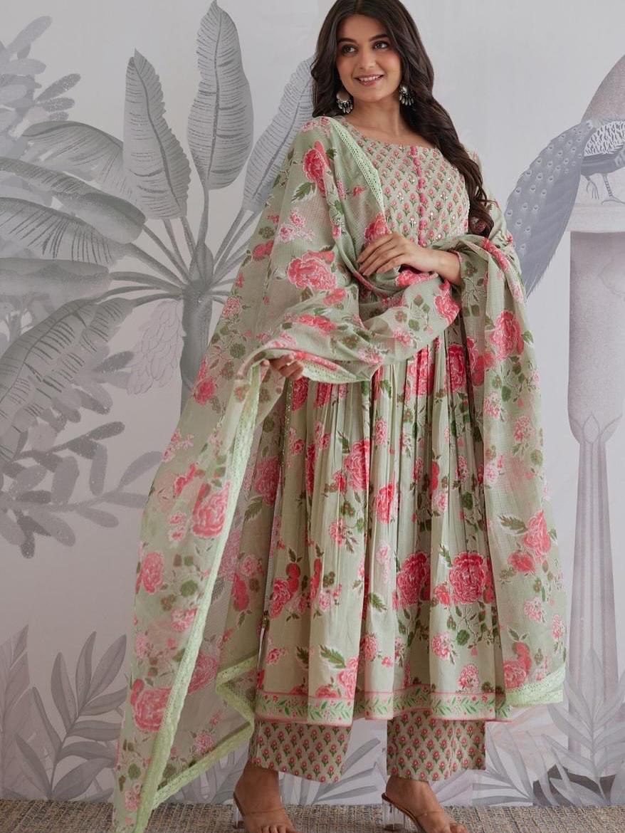 Floral Printed Anarkali Kurta Set