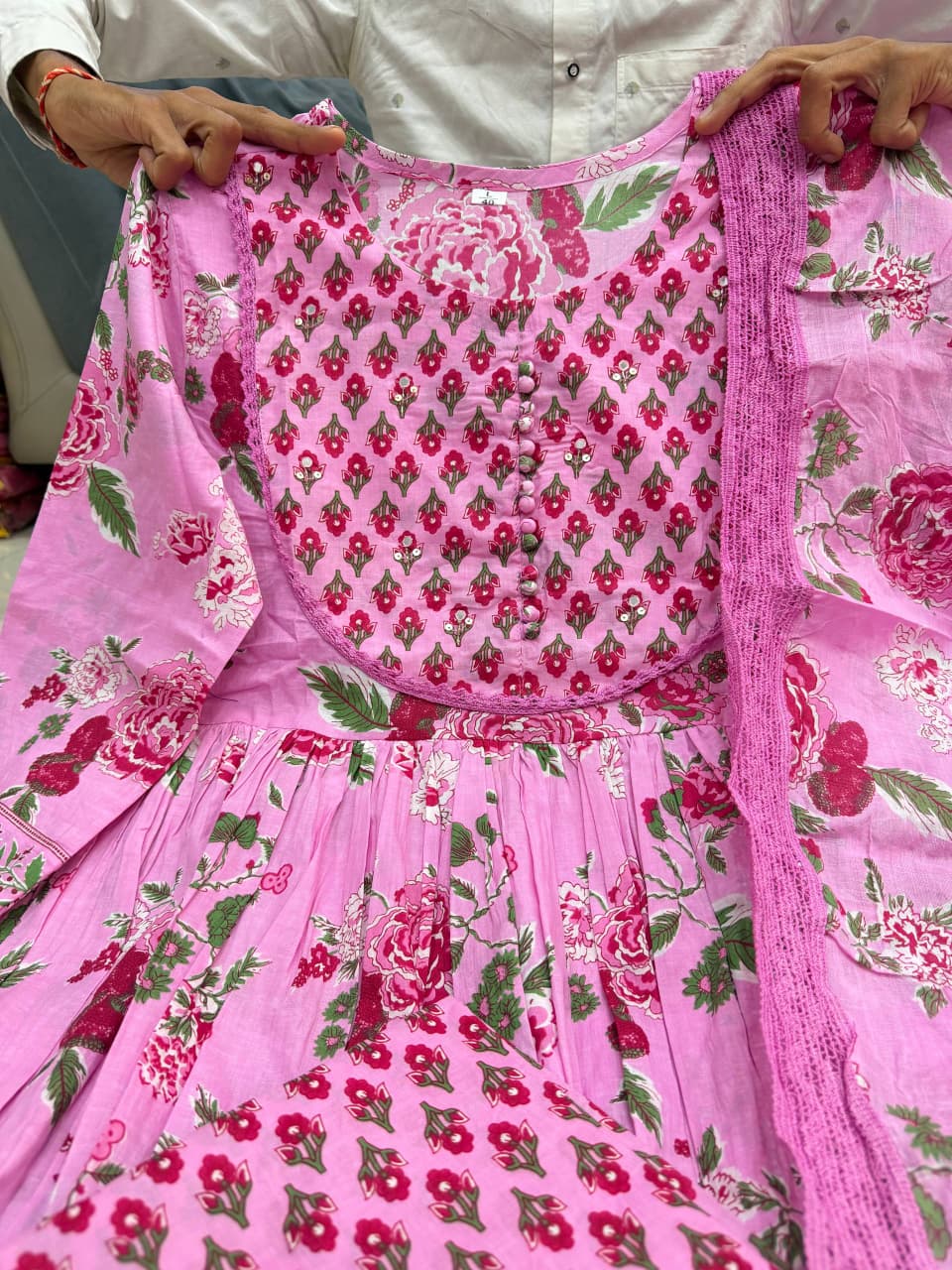 Floral Printed Anarkali Kurta Set with Dupatta