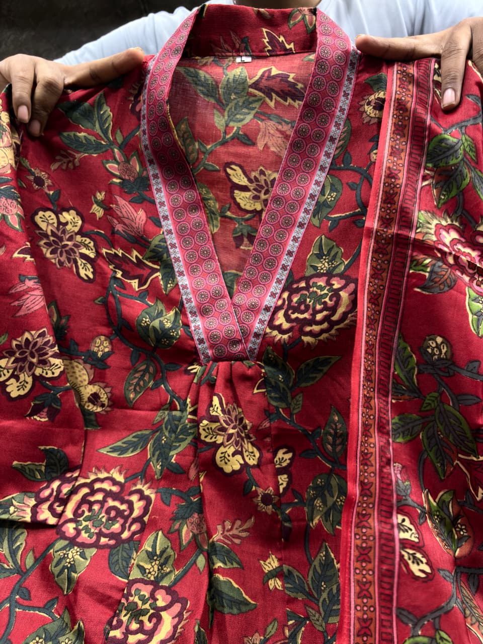 Maroon Floral Printed A-Line Kurta Set with Dupatta
