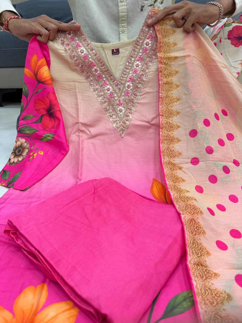 Floral Printed Straight Kurta Set with Dupatta