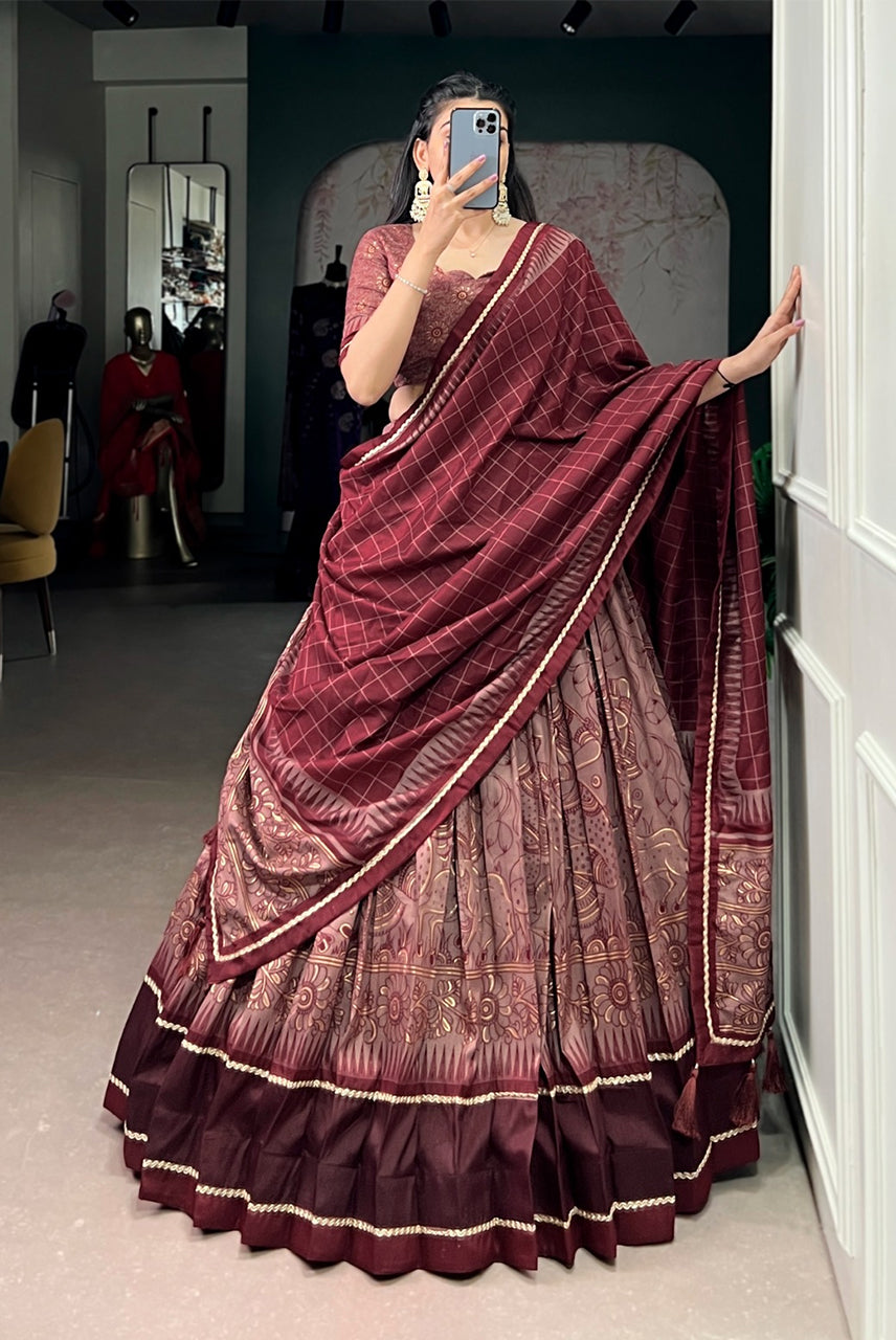 Shahi Merlot Heritage Lehenga Set