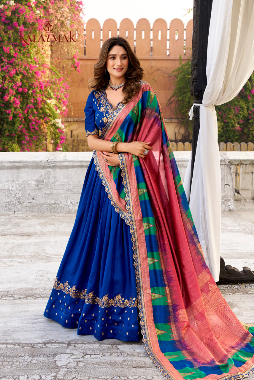 Royal Sapphire Embroidered Bridal Lehenga Set