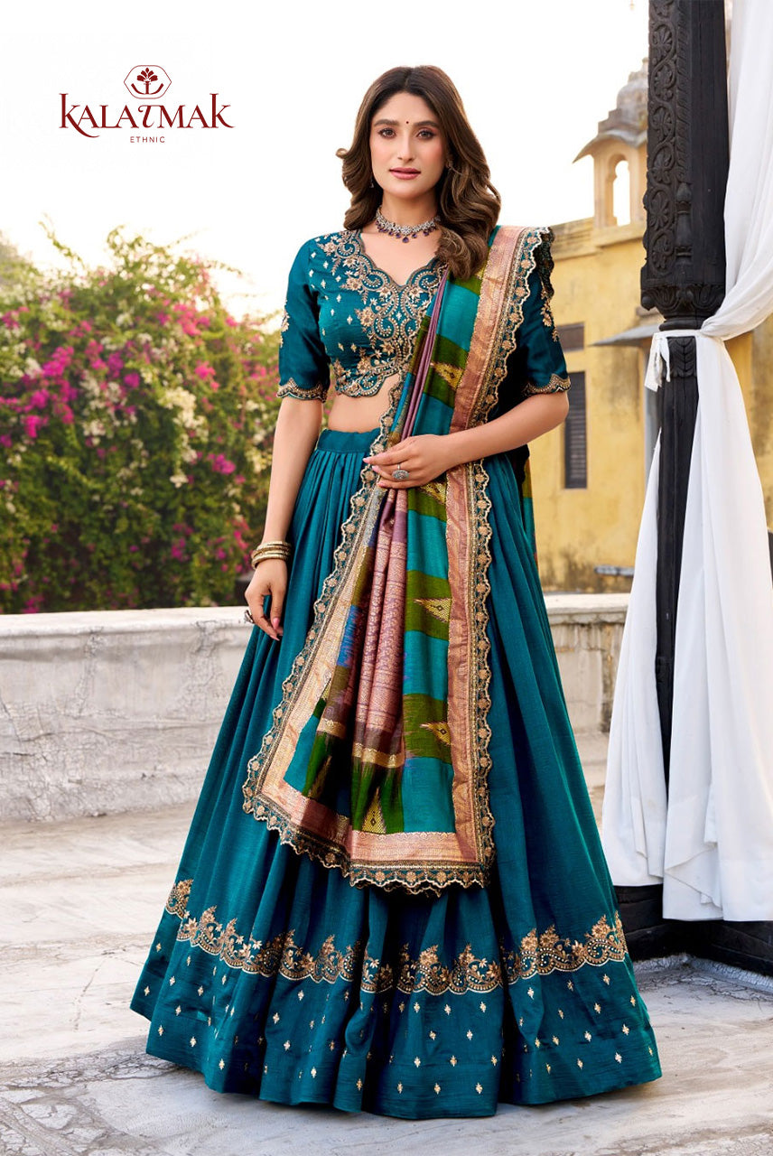 Emerald Royal Embroidered Bridal Lehenga Set