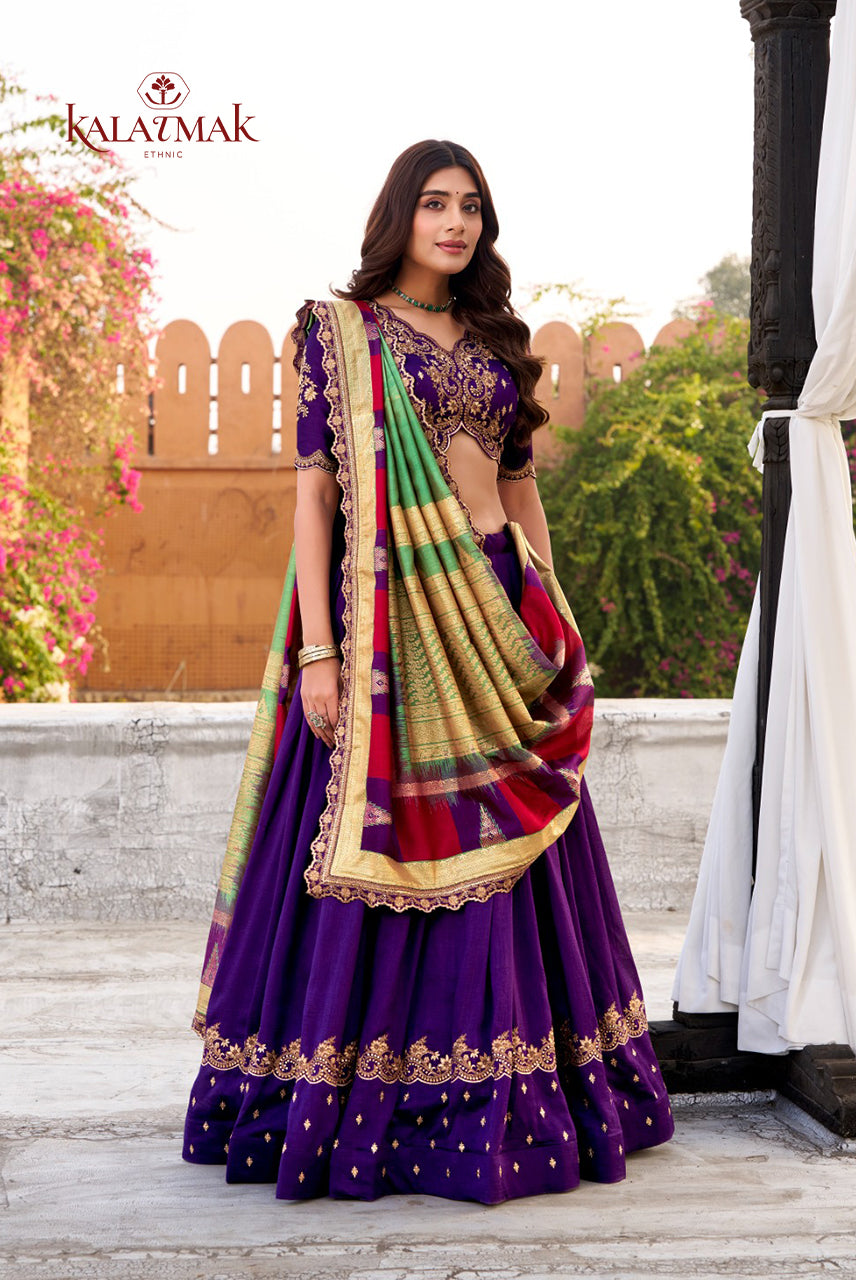 Royal Amethyst Embroidered Bridal Lehenga Set
