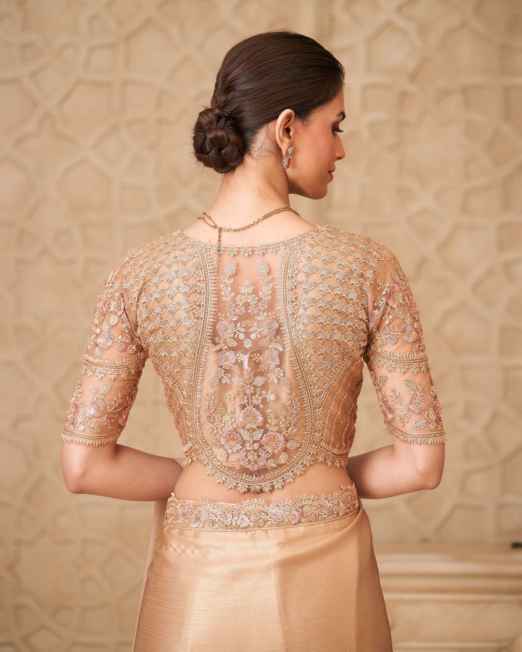 Shehzaadi Elara – Champagne Gold Couture Saree