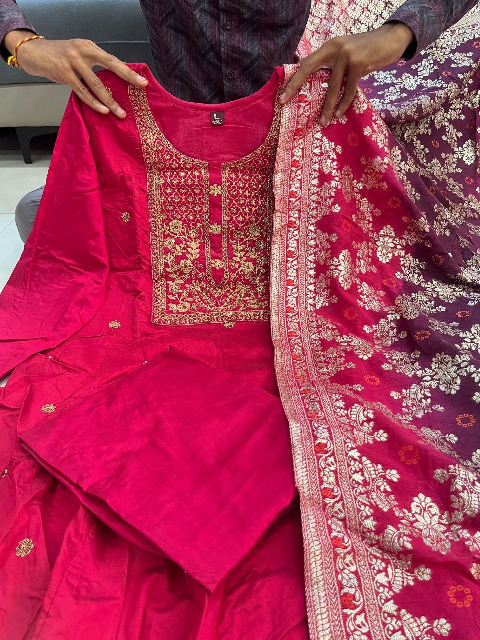 kalatmak Ethni Rani Pink Anarkali Set