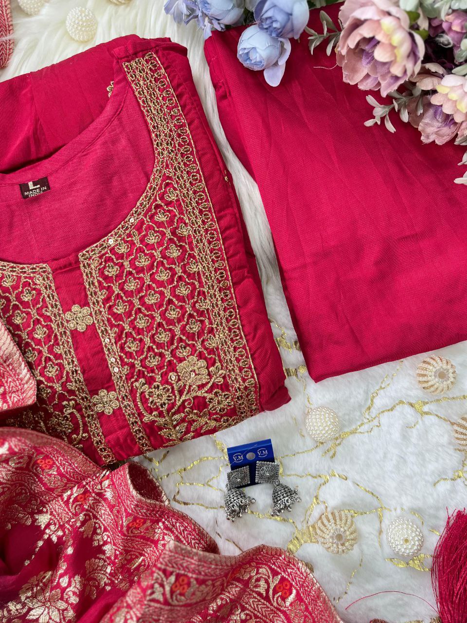 kalatmak Ethni Rani Pink Anarkali Set