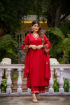 Laal Ishq Aarohi Crimson Embroidered Suit