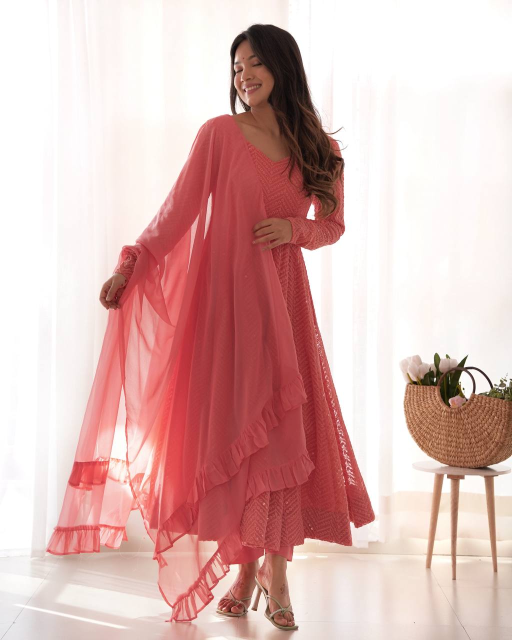 Gulnaar Blush – Sequin Flare Anarkali Set