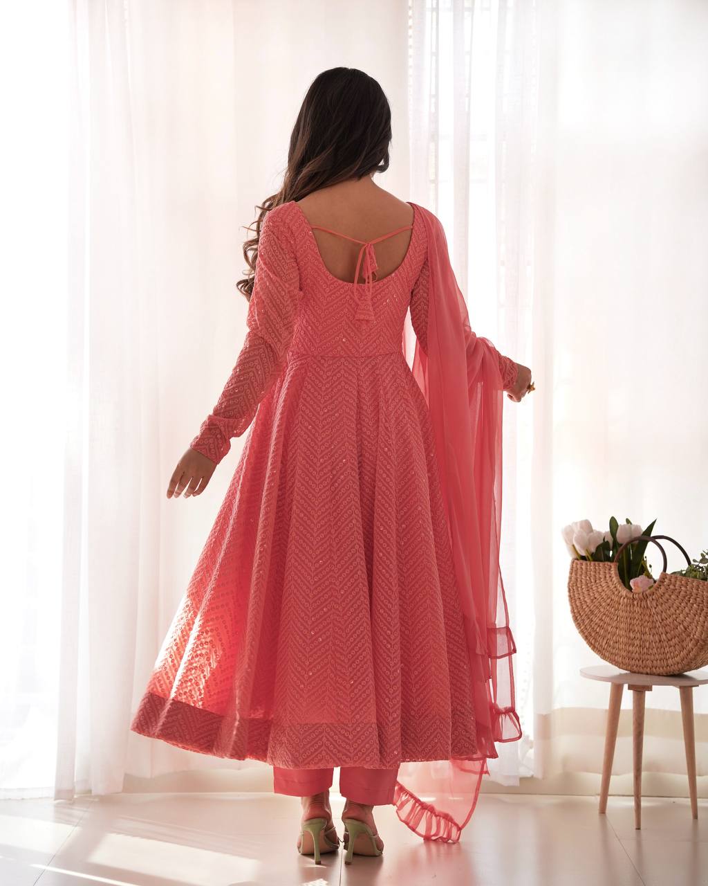 Gulnaar Blush – Sequin Flare Anarkali Set