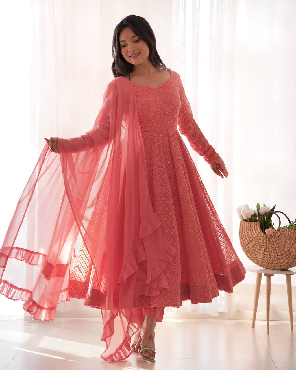 Gulnaar Blush – Sequin Flare Anarkali Set
