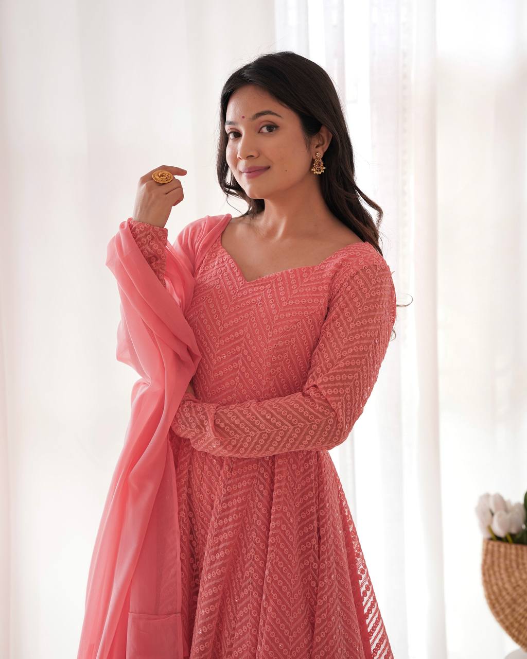 Gulnaar Blush – Sequin Flare Anarkali Set