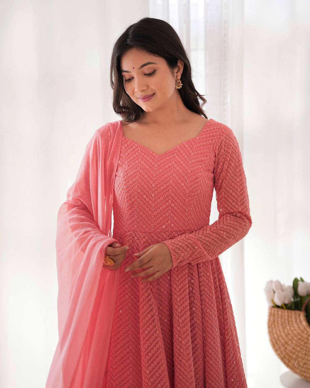 Gulnaar Blush – Sequin Flare Anarkali Set