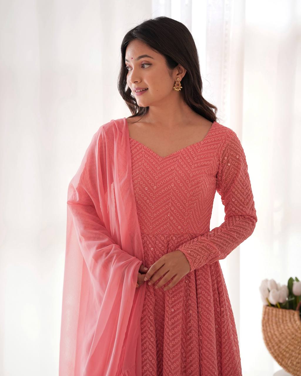 Gulnaar Blush – Sequin Flare Anarkali Set