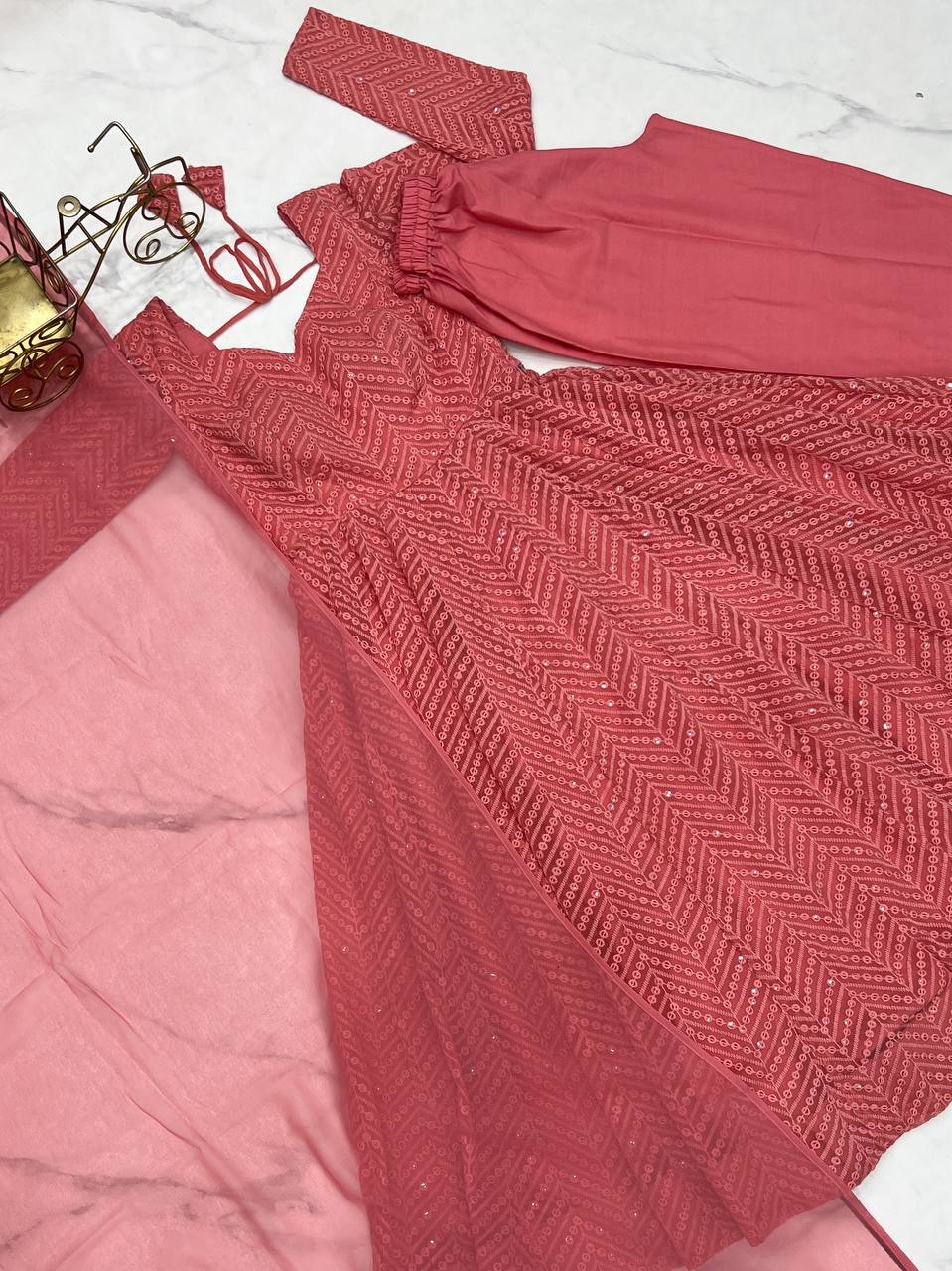 Gulnaar Blush – Sequin Flare Anarkali Set