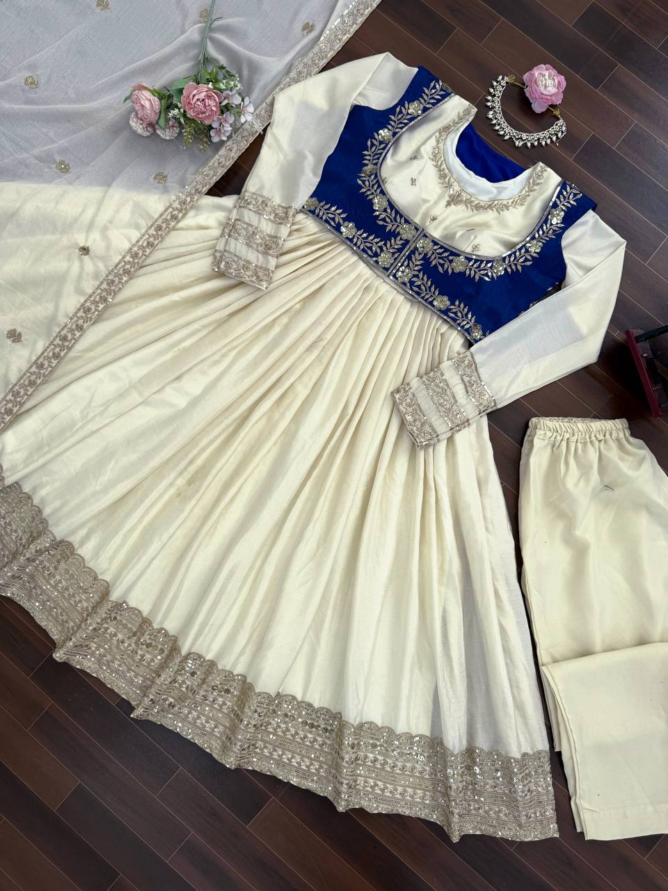 Royal Embroidered Anarkali Kurta Set with Dupatta