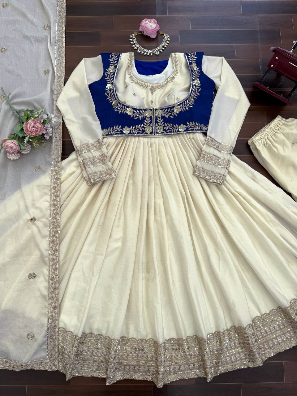 Royal Embroidered Anarkali Kurta Set with Dupatta