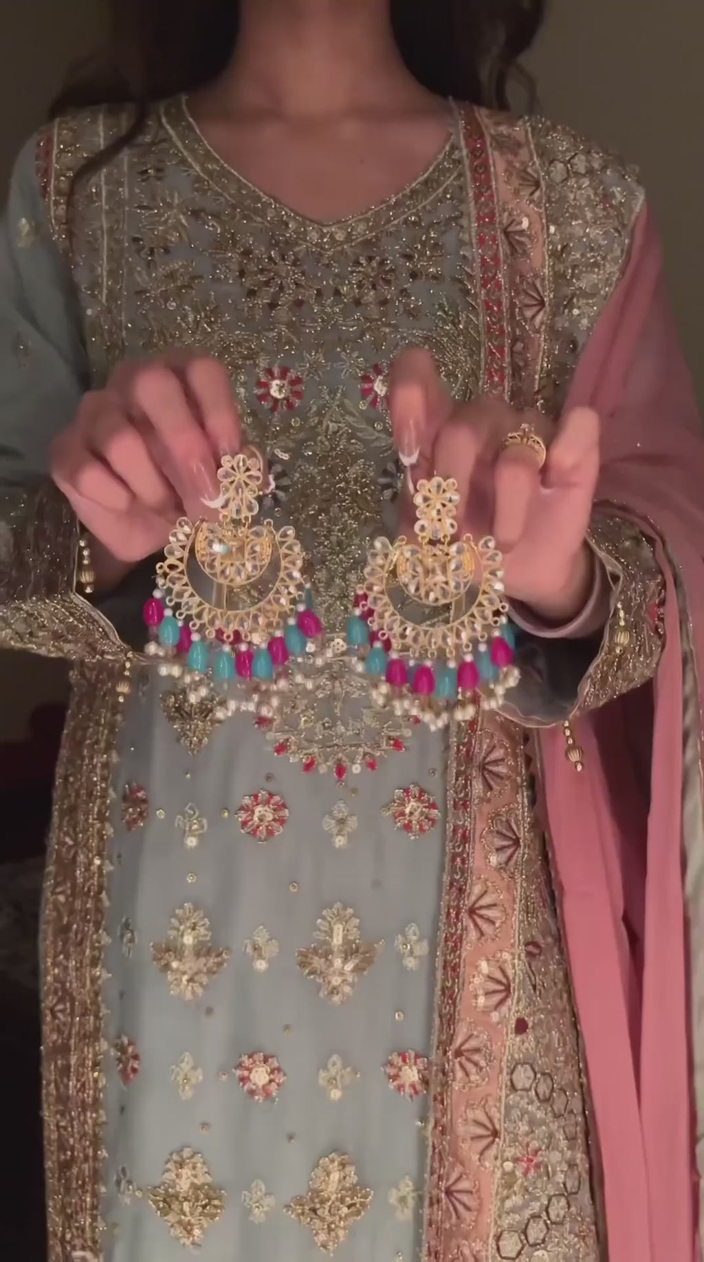 Regal Pastel Zari Embroidered Suit Set