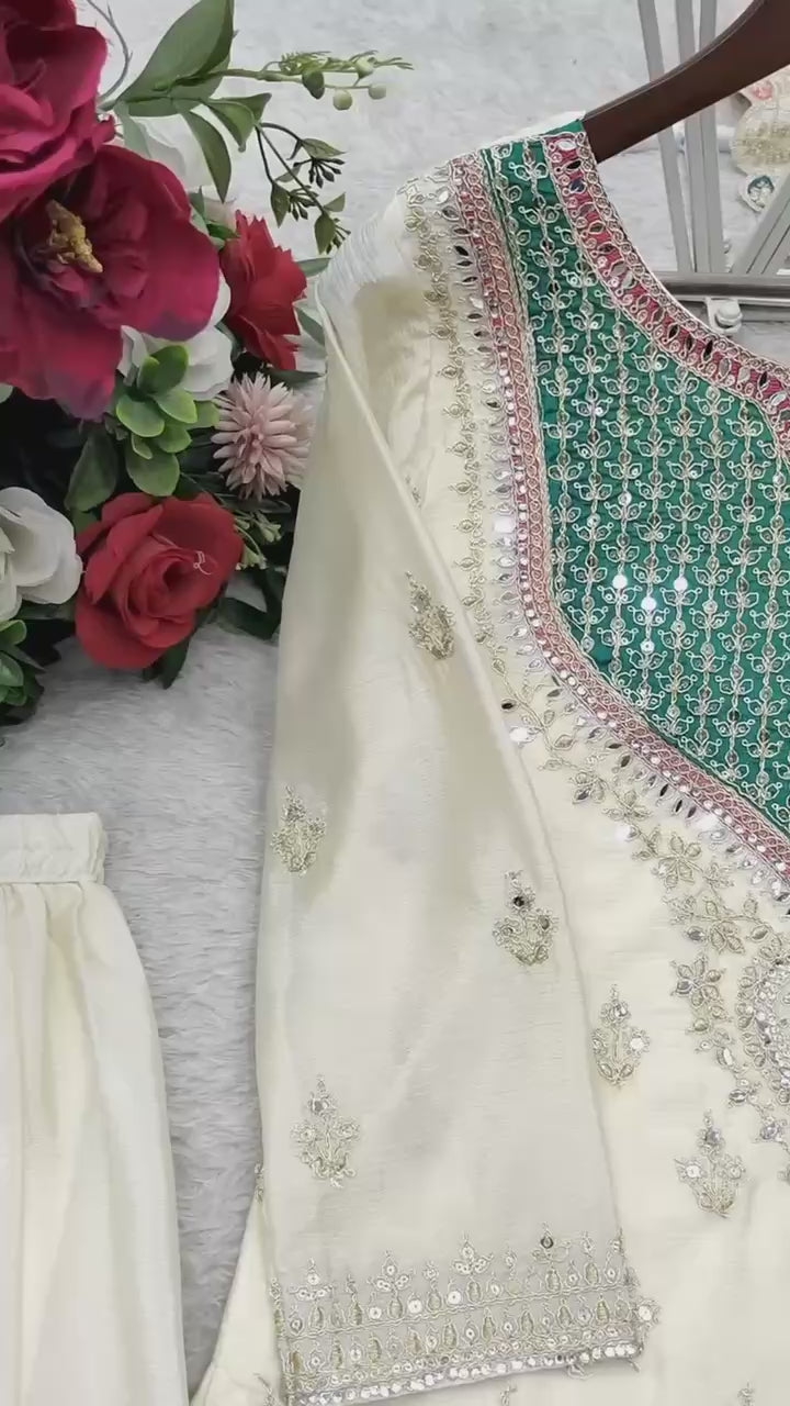 Ivory Mint Sharara Set