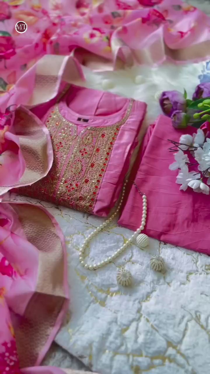 Gulnaar Rani – Pink Zari Anarkali Dupatta Set