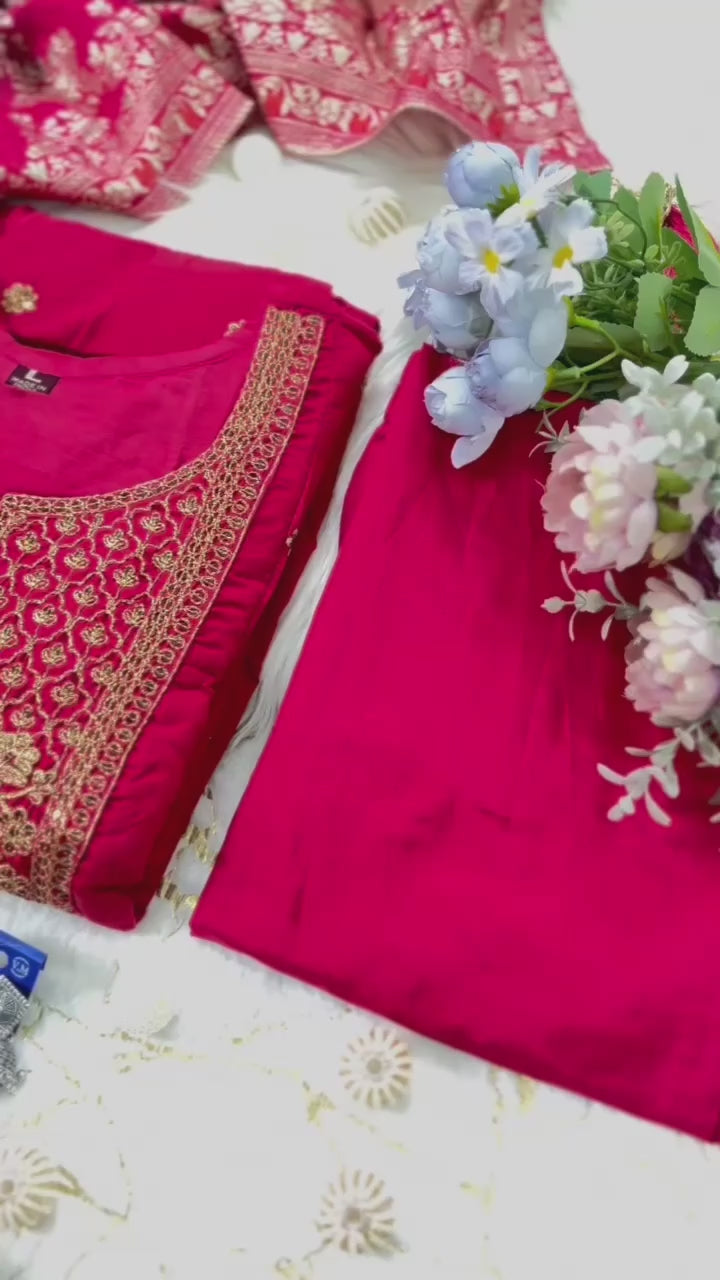kalatmak Ethni Rani Pink Anarkali Set